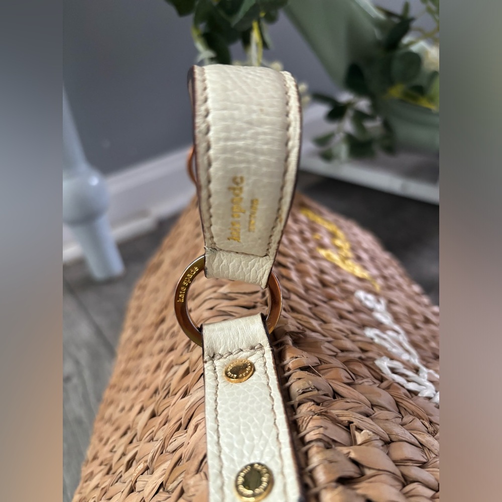 Kate Spade Vintage Wicker BlueBird House Novelty Bag Spring White/Yellow Straw - Picture 14 of 15